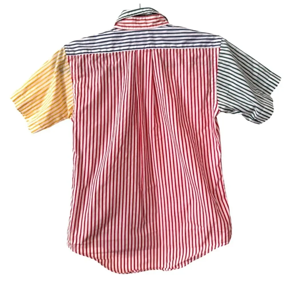 Brooks Brothers Striped Multi Color 90s Button Down Shirt Medium Retro Made USA